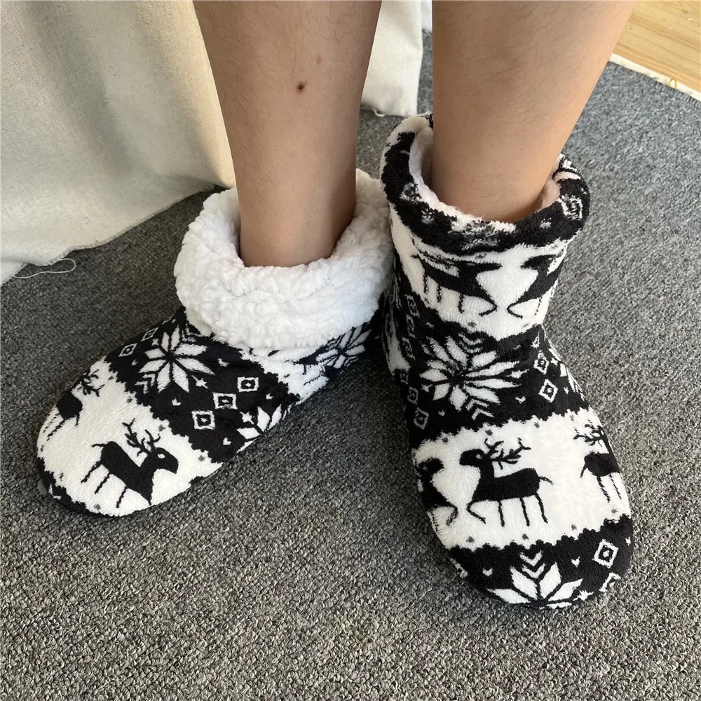Winter Warm Slipper Womens House Fluffy Christmas Elk Fur Contton Plush S Anti Indoor Flat Fuzzy Female Shoes Home Boots 241025