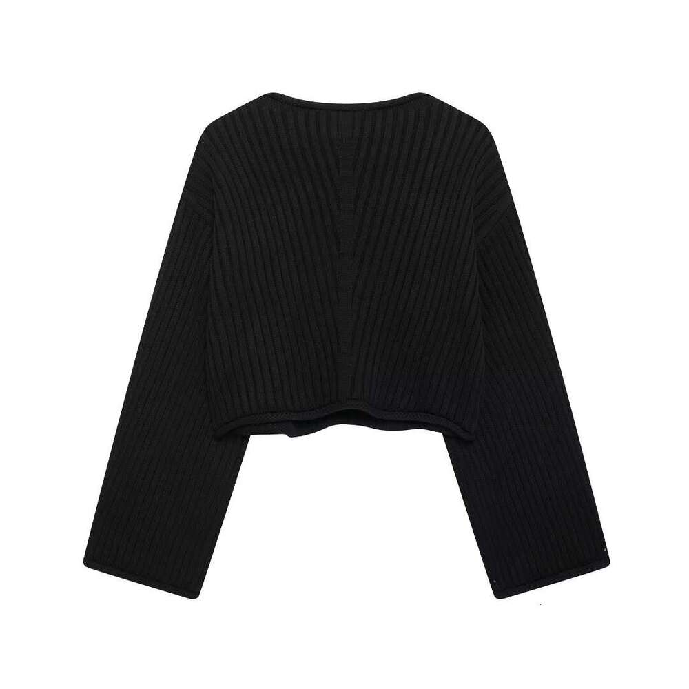 TRAFZA Women Fashion Knitted O-Neck Loose Solid Sweater New 2024 Autumn Winter Casual Stylish Pullover