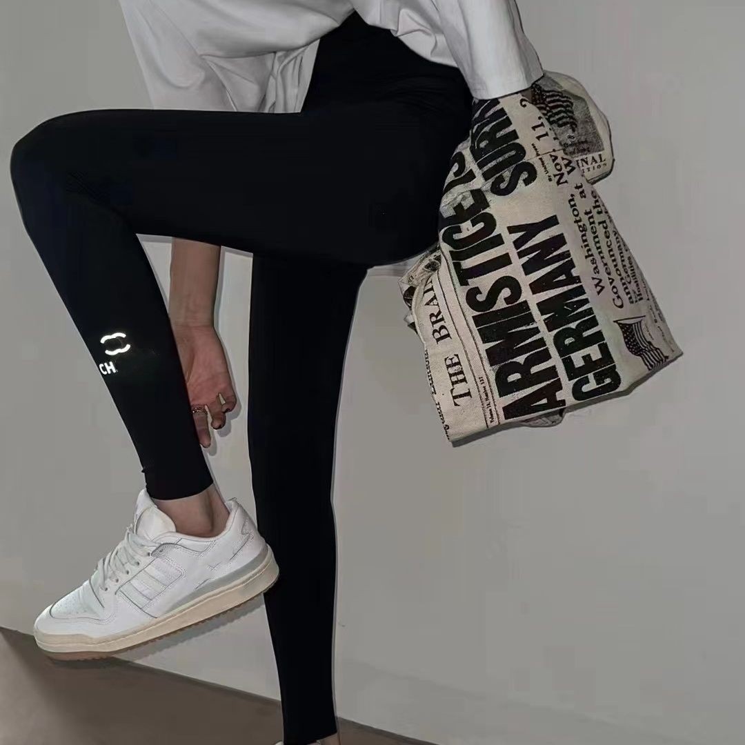 Women elastic waist tunic bodycon letter print yoga sports designer leggings pants SMLXLXXL