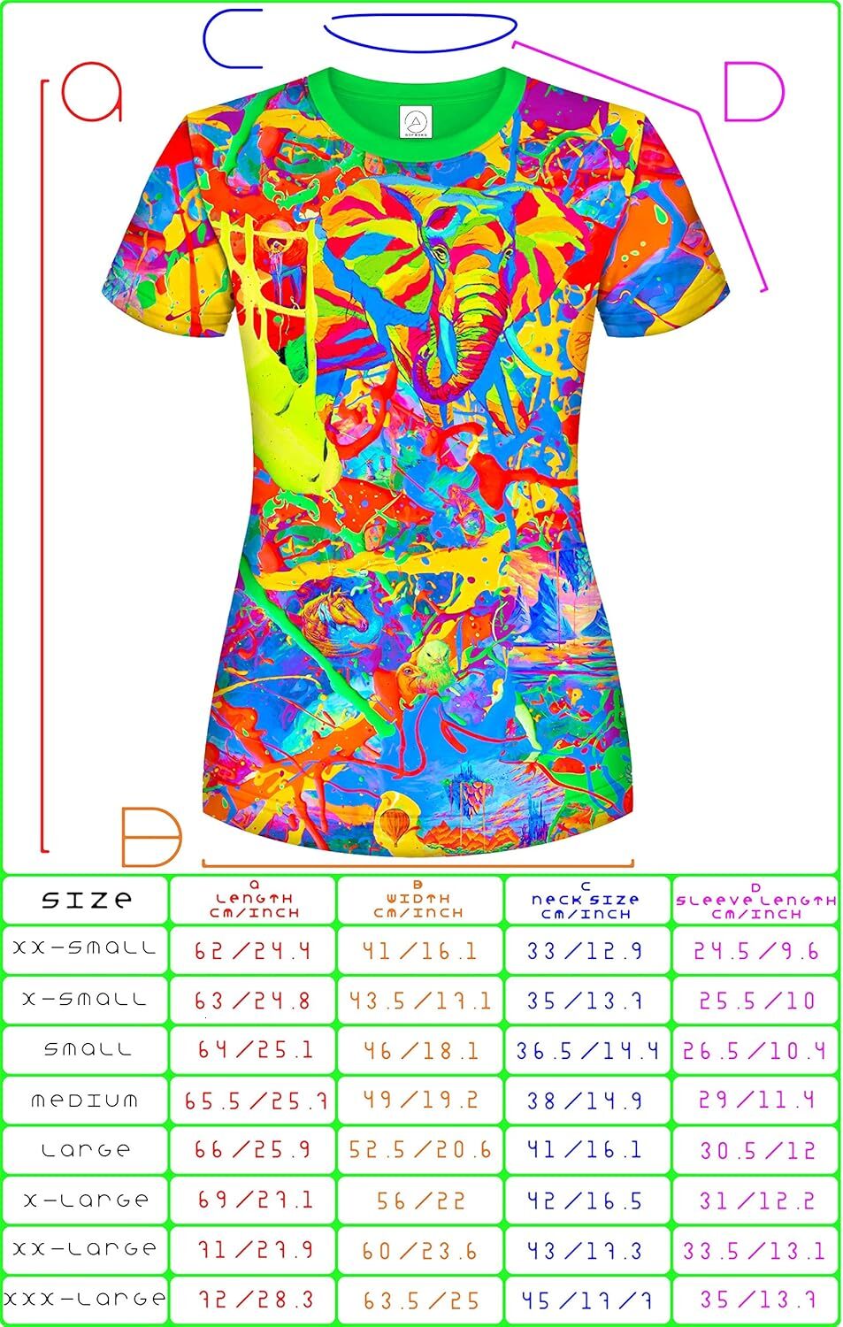 Mens T shirt Ultraviolet Fluorescent Handmade Art Neon Blacklight Reactive Print Women tee Casual tops summer clothes Trendy patterns