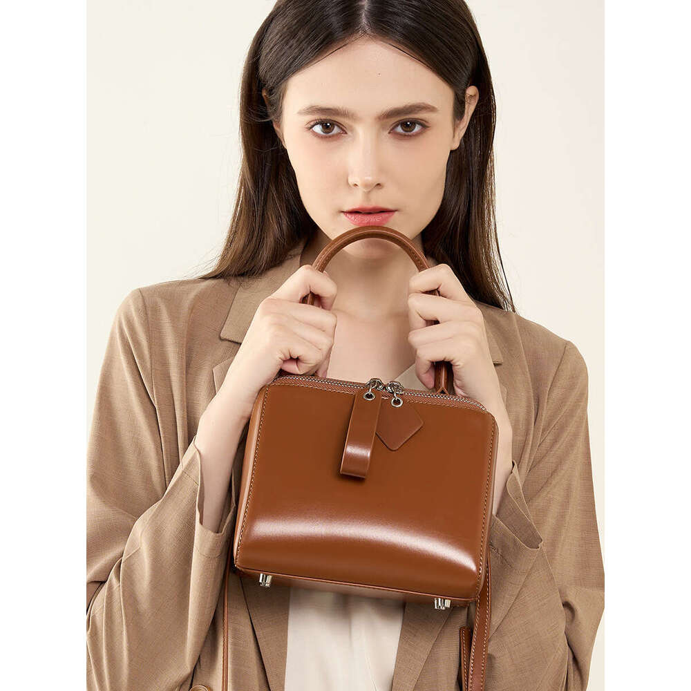 Cute Sand Design Solid Color Handbag Mini Large Capacity Women's One Shoulder Crossbody Smooth Cowhide Purse Hobos