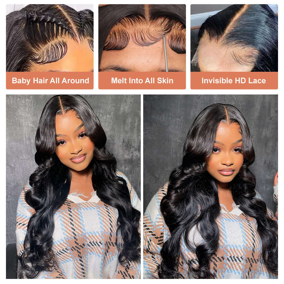 Inch x Body Wave Lace Front Human Hair Wig Brazilian Remy Water Transparent Frontal Wigs For Women