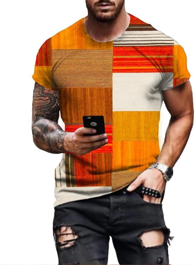 Mens T shirt Summer Fashion 3D Printed T-Shirt Breathable Street Style Stitching Print T-Shirt Men's tee tee Casual tops summer clothes Trendy pa