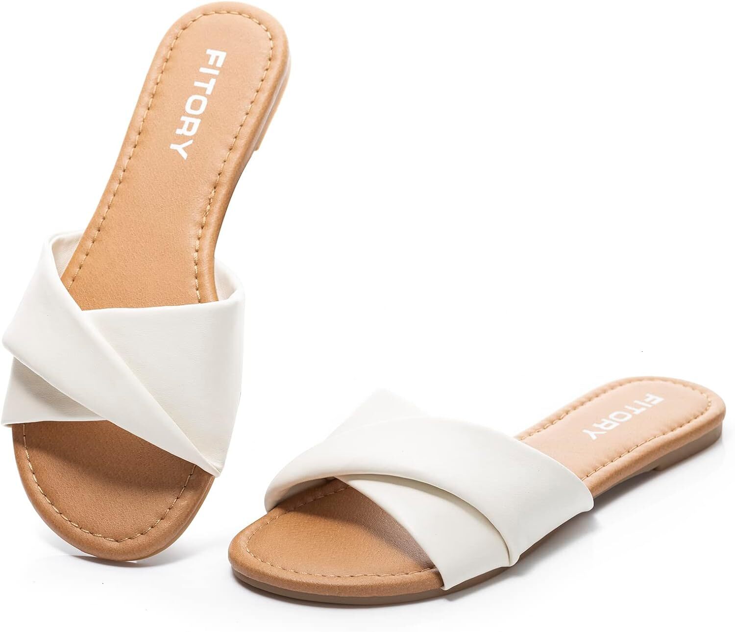 Women's flat sandals fashion slippers paired with soft leather slippers, suitable for summer sizes 6-11