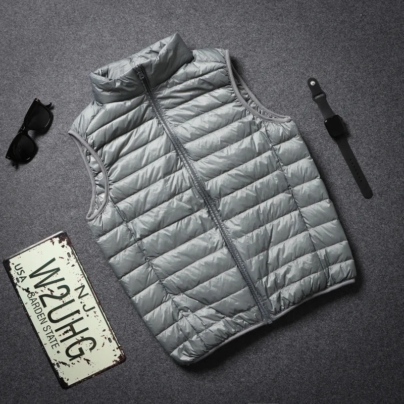 Mens Sleeveless Puffer Jacket 2023 Autumn Spring Lightweight WaterResistant Packable Men Down Vest Coat Plus Size 5xl 6xl 241024