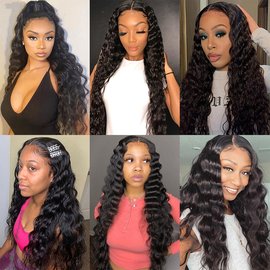 Deep Wave Glueless Human Hair Ready to Wear PreCut preplucked Lace Closure Wig 6x4 closure human hair hd lace front wig