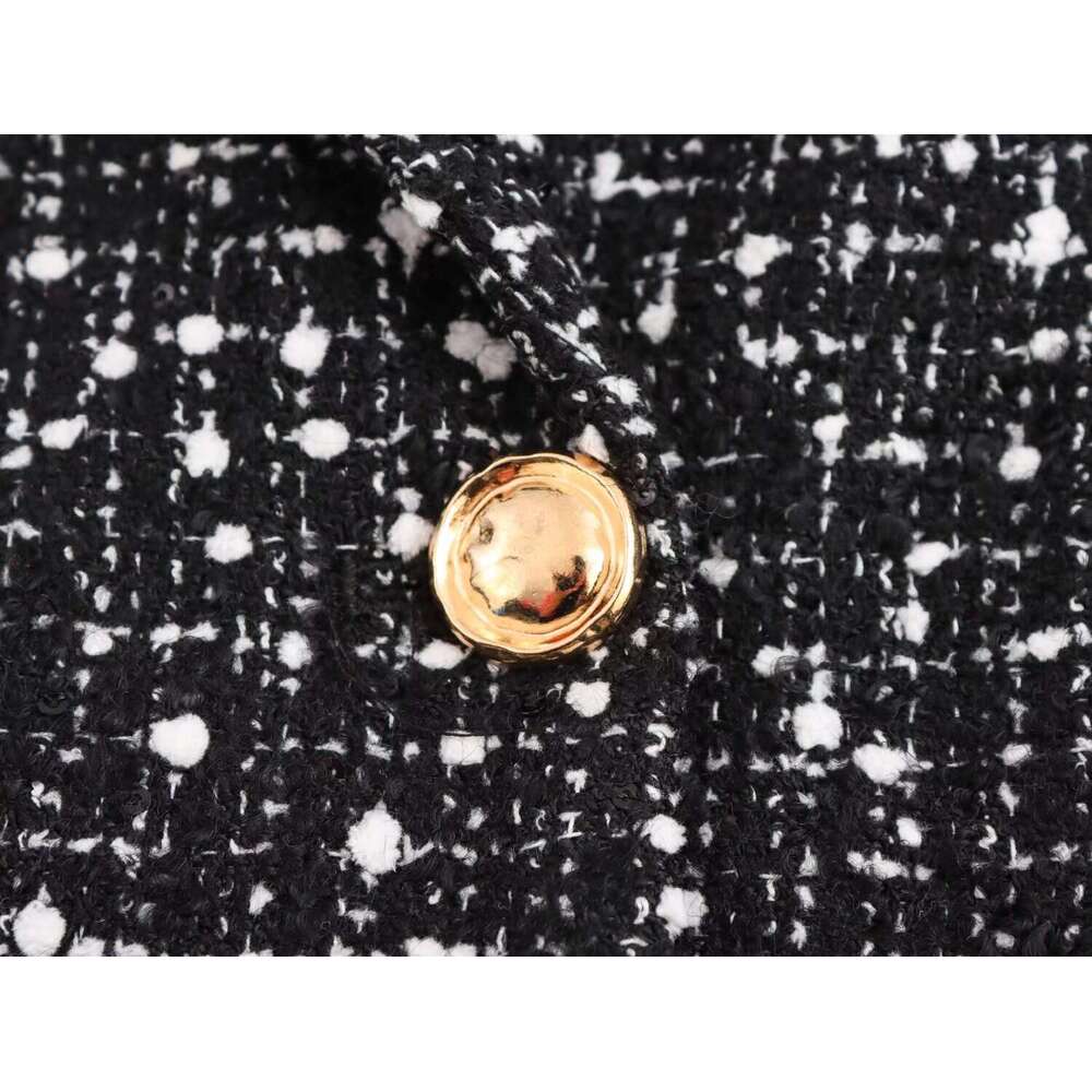 TWomen Vintage Soft Tweed New Fashion High Street Short Fall Winter Coat Double-Breasted Jacket