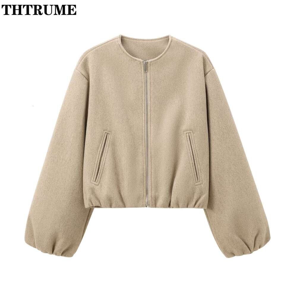 Elegant Solid O-Neck Jackets Fashion Women Long Sleeve Autumn Knit Zipper Coats Casual Thick Vintage 2024 New Retro Female Coat