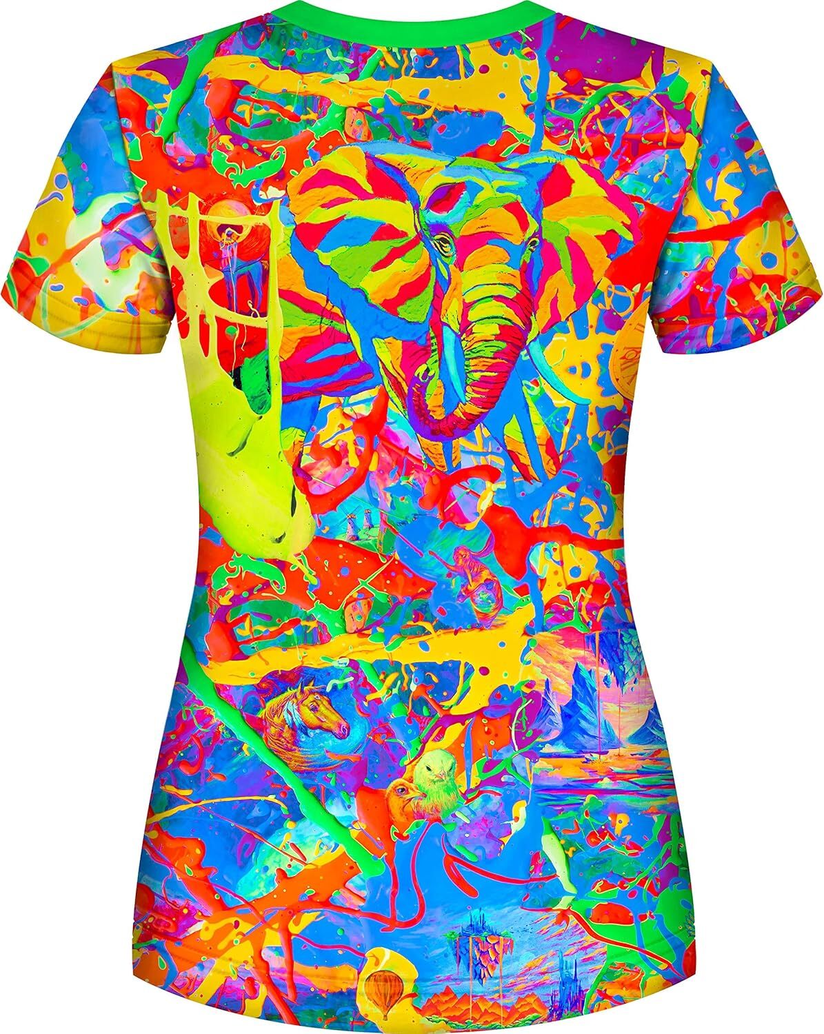 Mens T shirt Ultraviolet Fluorescent Handmade Art Neon Blacklight Reactive Print Women tee Casual tops summer clothes Trendy patterns