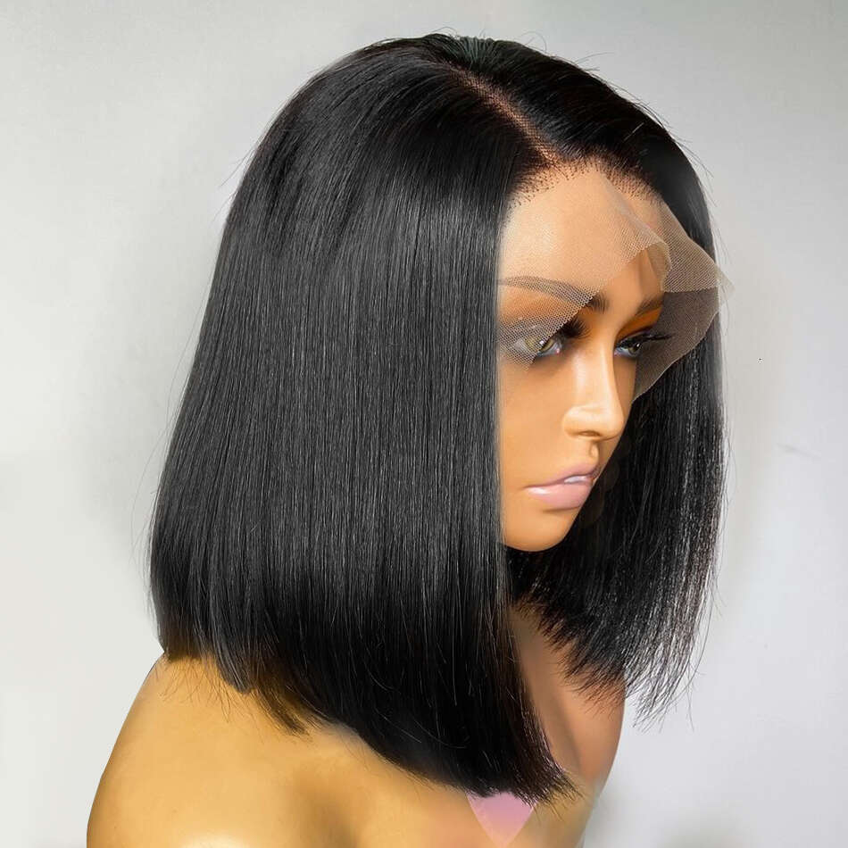 Pretty Diary Bob Straight Human Hair Wigs x HD Lace Frontal Transparent Wig Glueless Closure Precplucked For Women