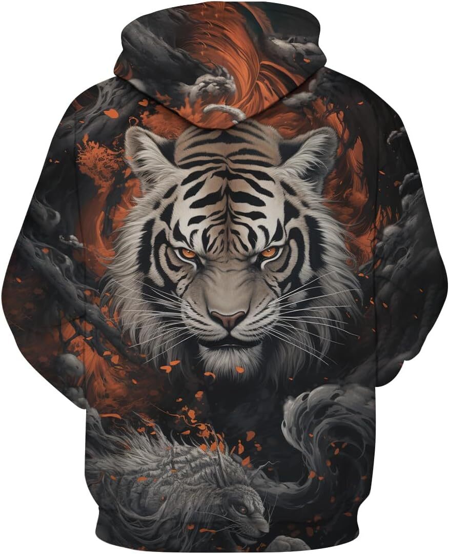 Hoodie for Mens Womens Mens Novelty Tiger Graphic Hoodies 3D Print Animal Fashion Sweatshirt With Pocket Graphic Hoodies sweatshirt Warm and casual
