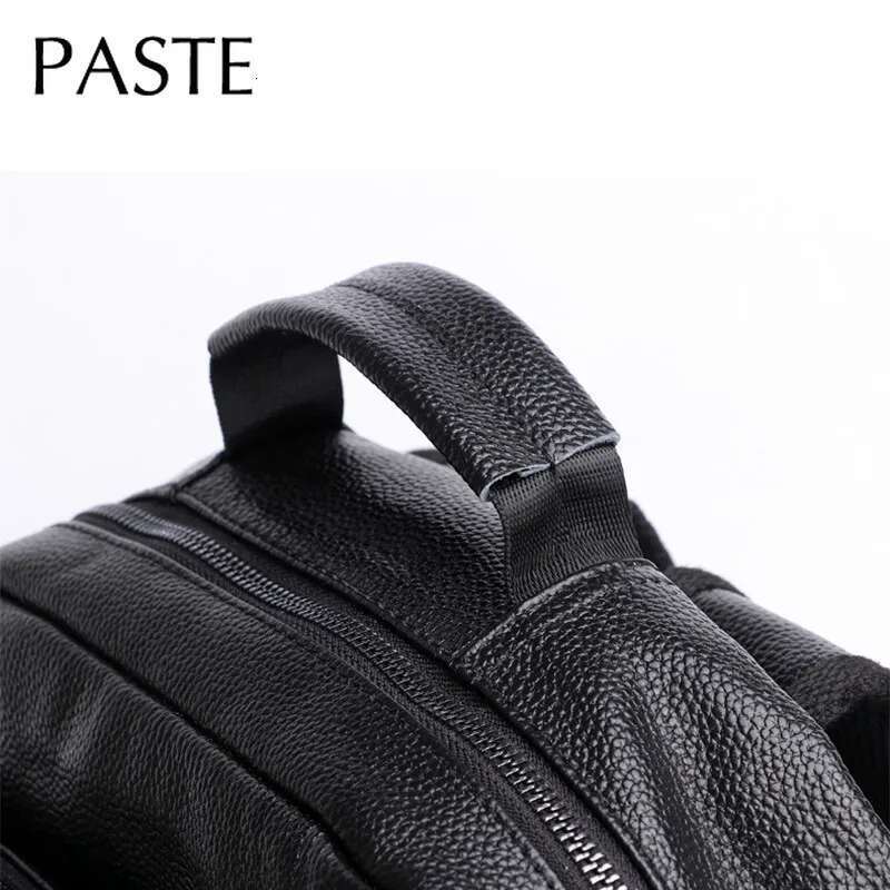 Casual Black Daypac Men's Backpack 100% Genuine Cow Laptop School Bag Cowhide Leather Man Travel Trip Bagpack