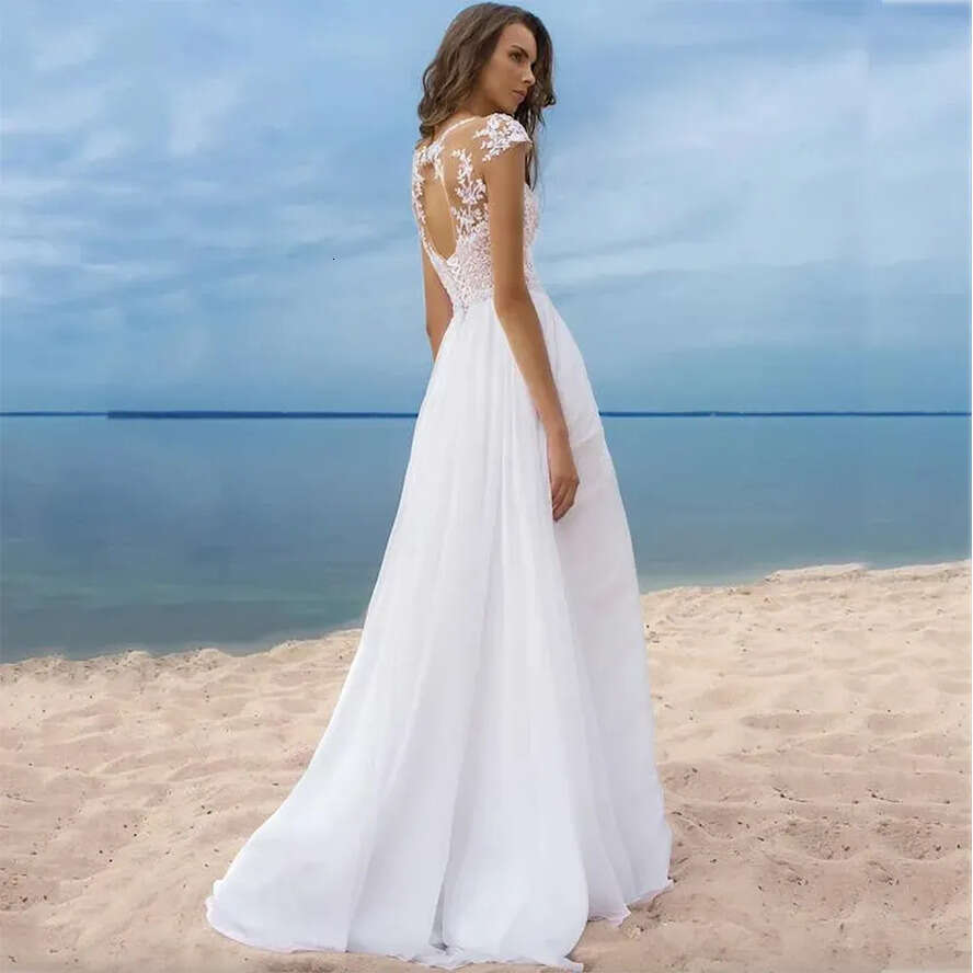 Sexy Plus Size Country Dresses A E Cap Sleeves Bridal Gowns White Lace Backless Beach Wedding Dress Custom Made 0509