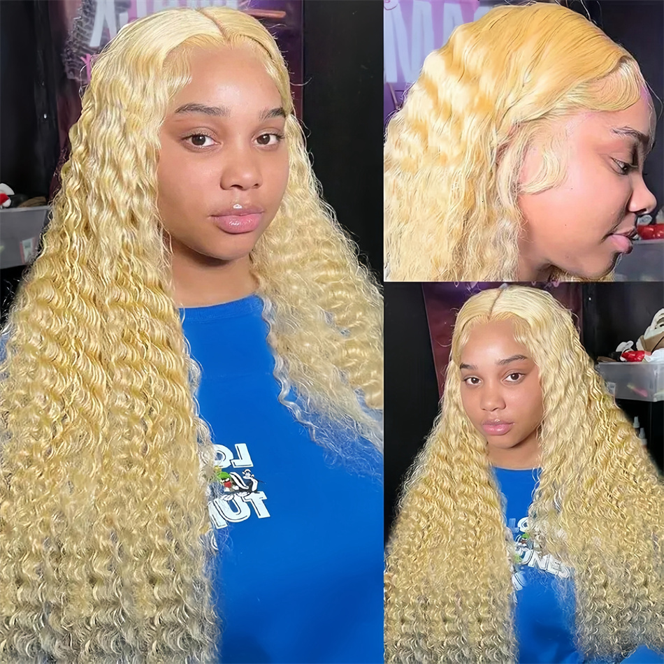 Frontal Wig 13x6 13x4 Hd Lace Front Curly Brazilian 613 Blonde Deep Wave Human Hair Wigs for Women