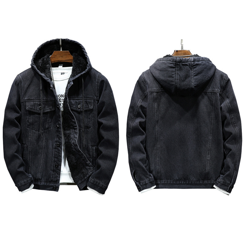 2024 New Designer Thickened Warm Men's Jacket Winter Imitation Sheep Wool Hoodie and Plush Cowboy Jacket Suitable for Young Men