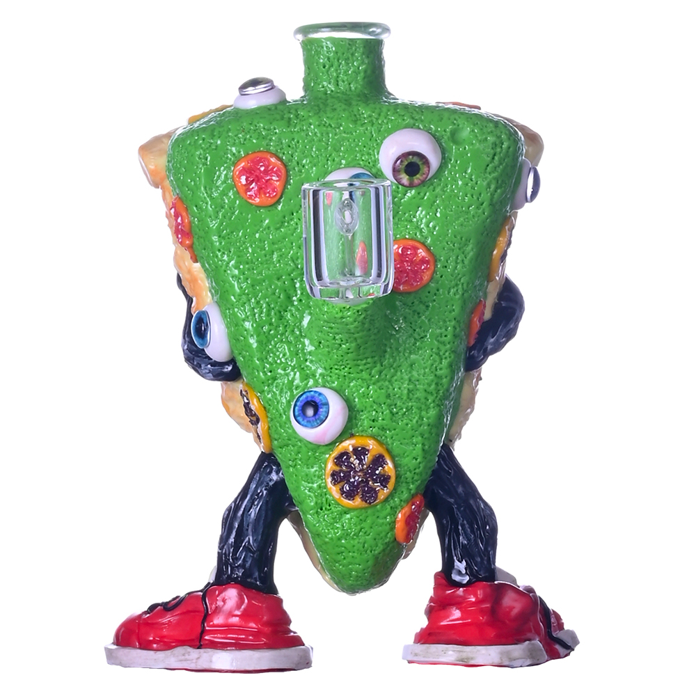 6.7in,Polymer Clay Cartoon Pizza Monster Glass Smoking Item,Evil Eyes With Glow In The Dark,Glass Bong,Glass Water Pipe With 10mm Glass Blow,Smoking A