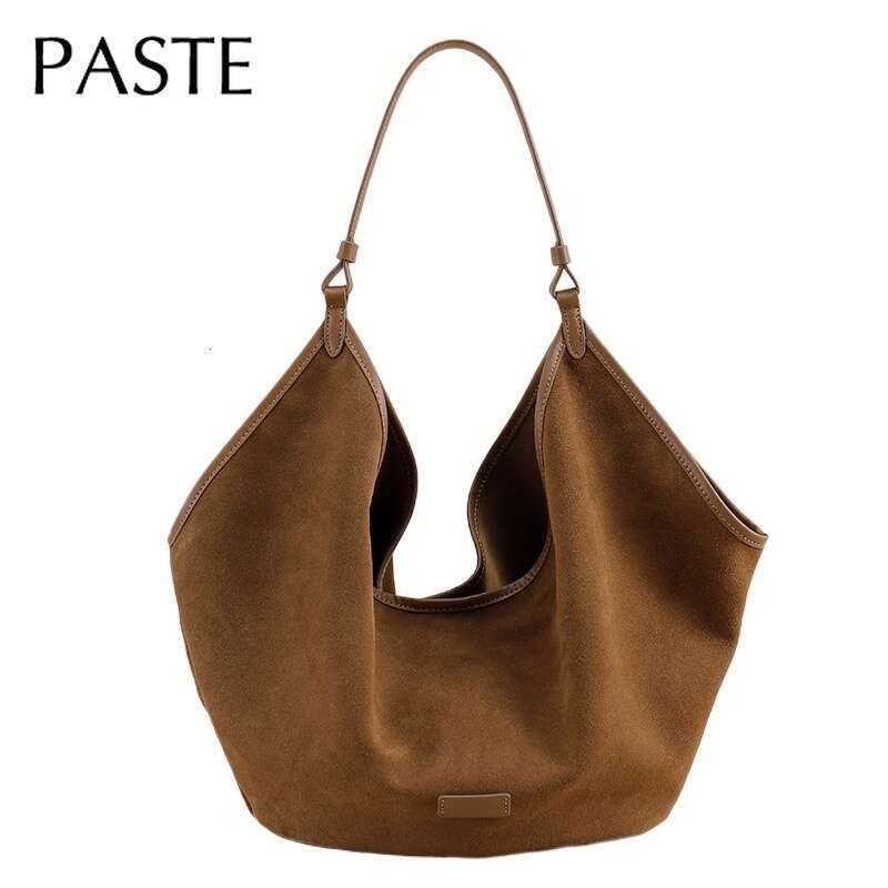 2025 Romantic Winter Large Soft Travel Tote Matte Suede Cow Leather Women Handbag Green Leisure High-End Armpit Shoulder Bag