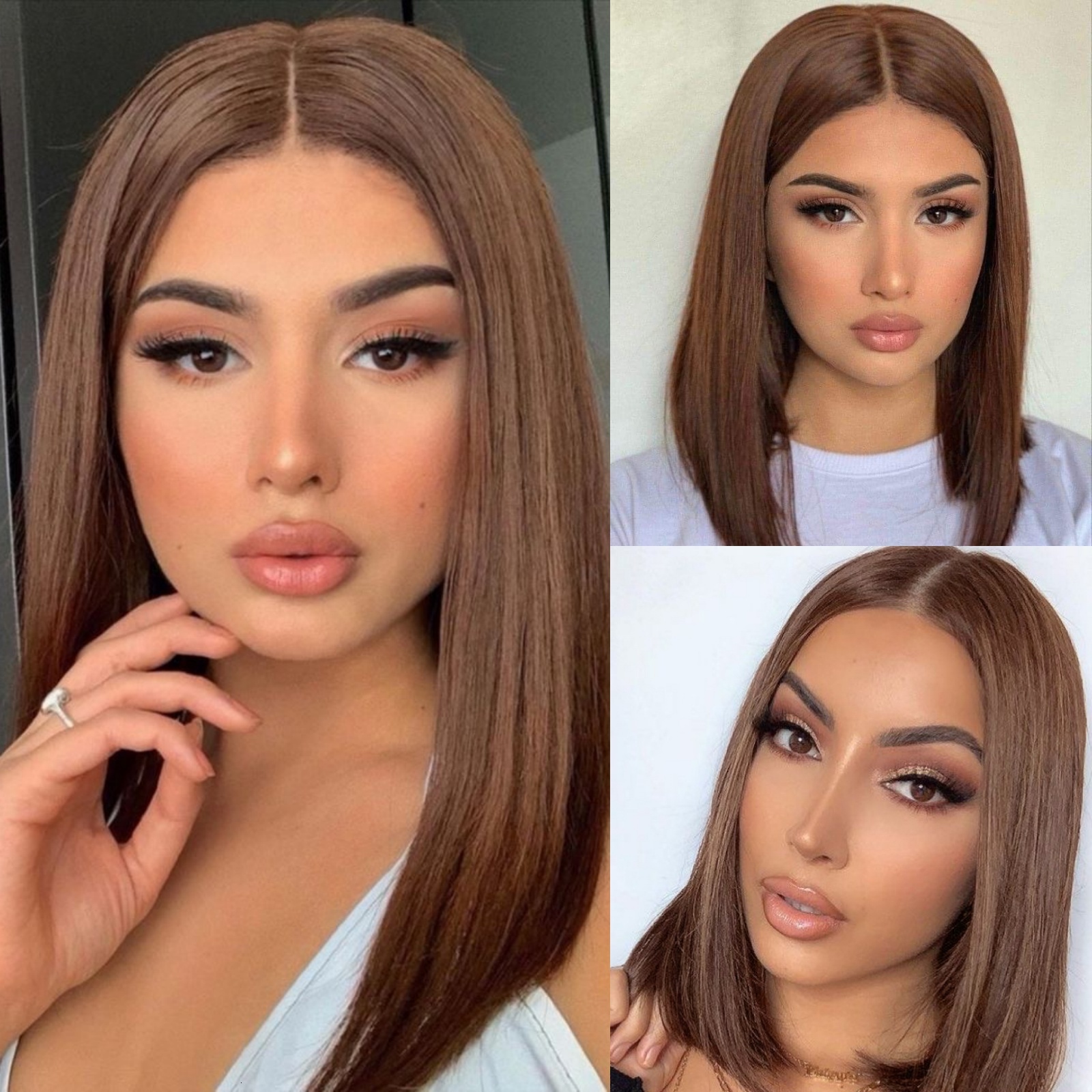 Brown Bob Short Synthetic Front Wig Glueless Frontal Chocolate Brunette Colored Hair Lace Wigs for Women Party