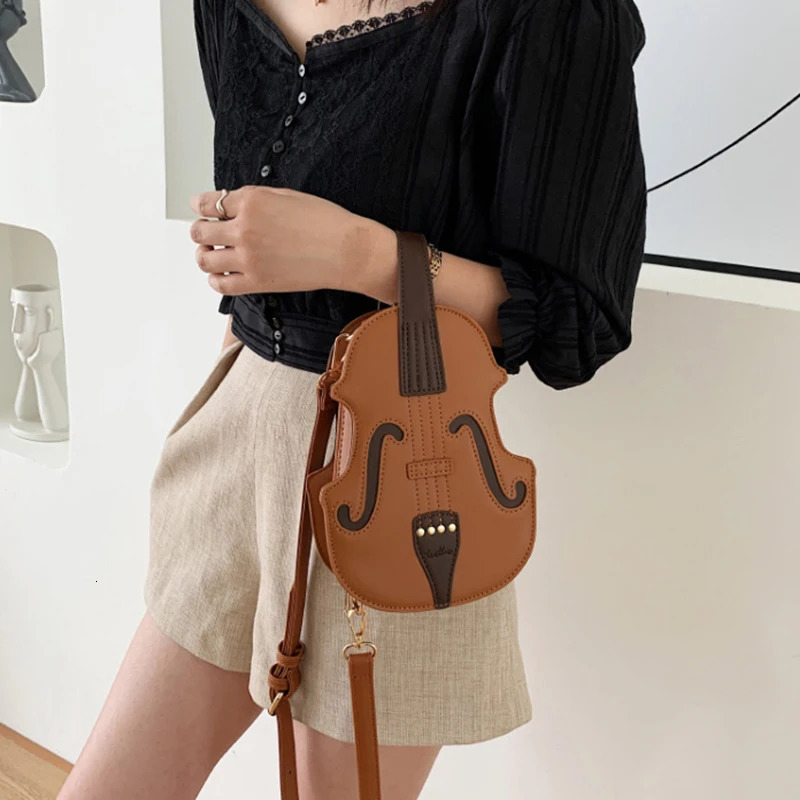Creative Violin Female Crossbody Bag PU Leather Small Backpacks for Women Thread Ladies Fashion Shoulder Bag 241025