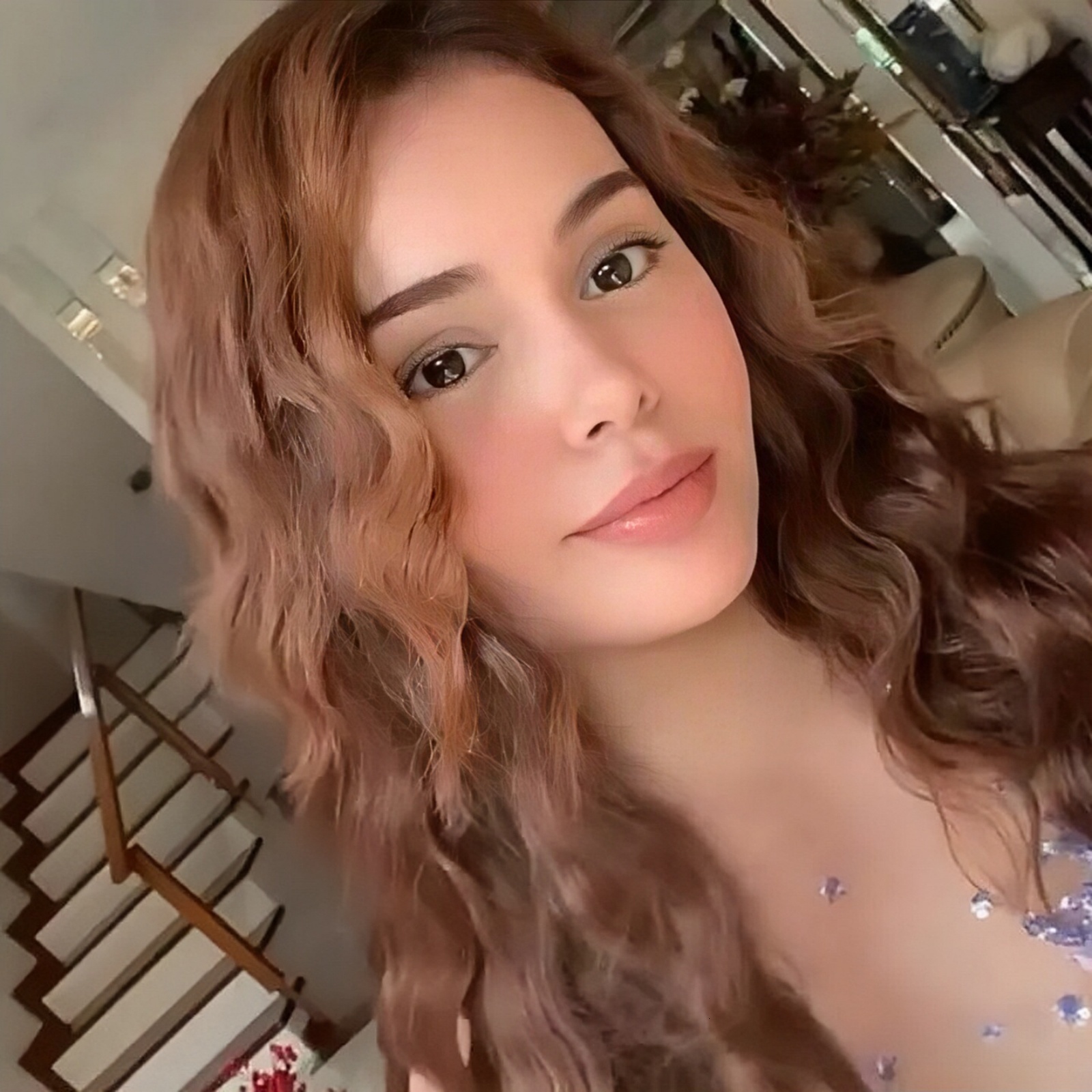 Reddish Brown Synthetic Hair Long Wavy Curly Front Wig Natural Copper Red Auburn Colored Lace Frontal Wigs for Women