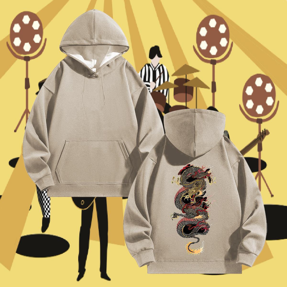 Classic Men Sweatshirt hoodie Plus Size Cartoon Loose Fit Men Clothes Hoodie Top Hoodie Daily Outfit Thick Plush Breathable Soft