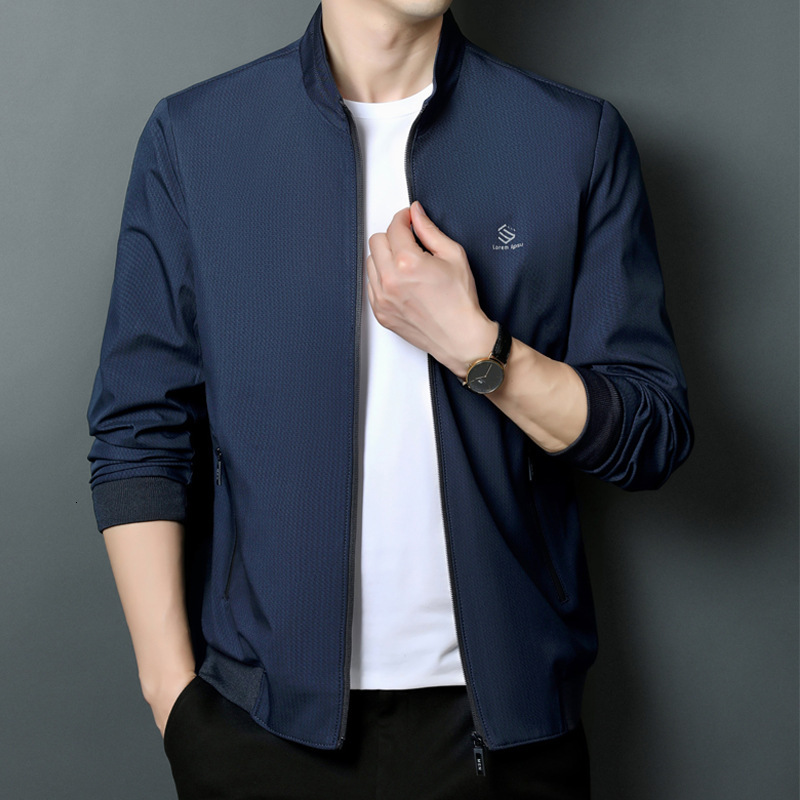 2024 autumn and winter new designer lightweight stand up collar business casual jacket for middle-aged and young men, loose top trend