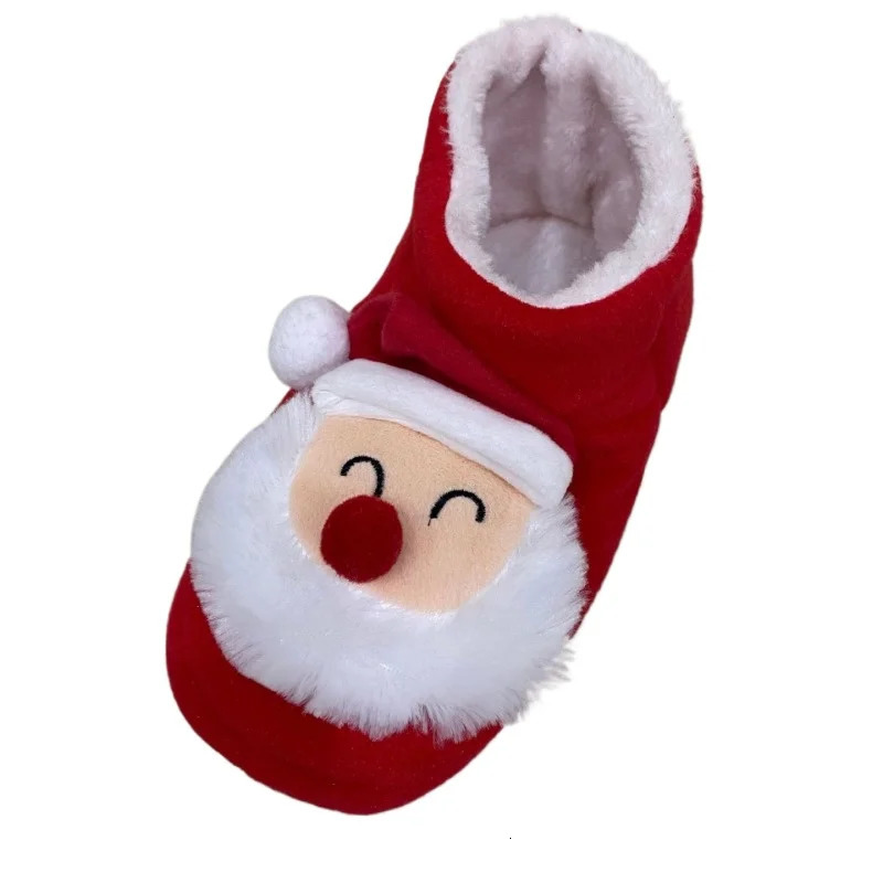2024 Winter Warm Slippers Men Cartoon Christmas Red Boots Women Home Christmas Cotton Shoes Family Warm Non Slip Cotton Boot 241025