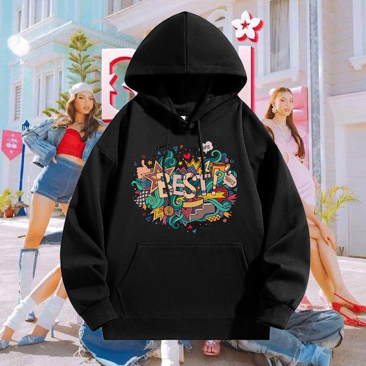 Fashion Design Man Hoodie Breathable Comfortable Mens Hoodie Cartoon Print Top Hoody Street Thick Plush