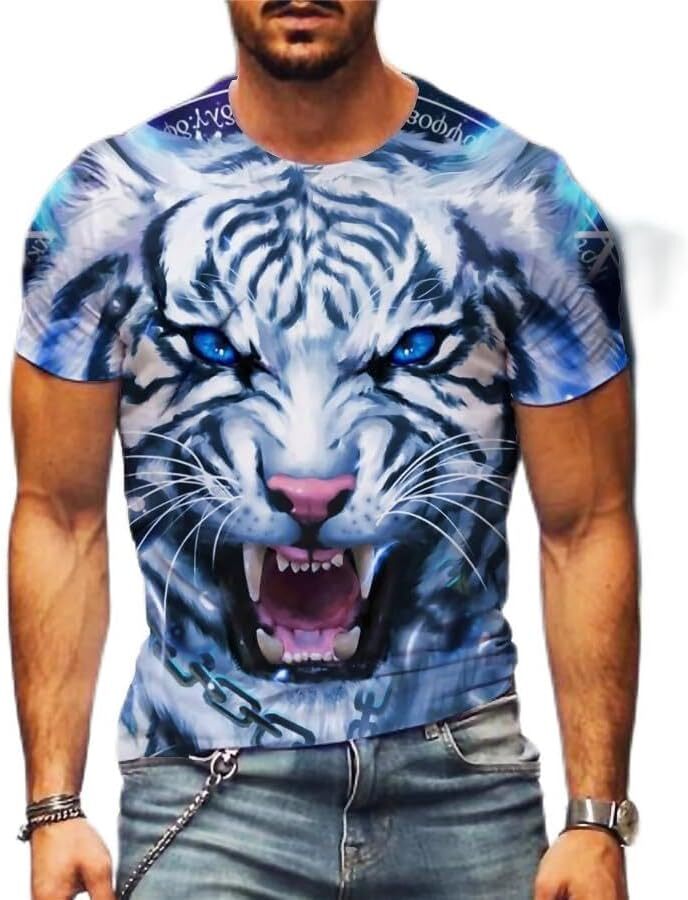 Mens T shirt Animal Tiger Lion 3D Printed Men Women T-Shirt cool Casual Short Sleeve Tee Tops tee Casual tops summer clothes Trendy patterns