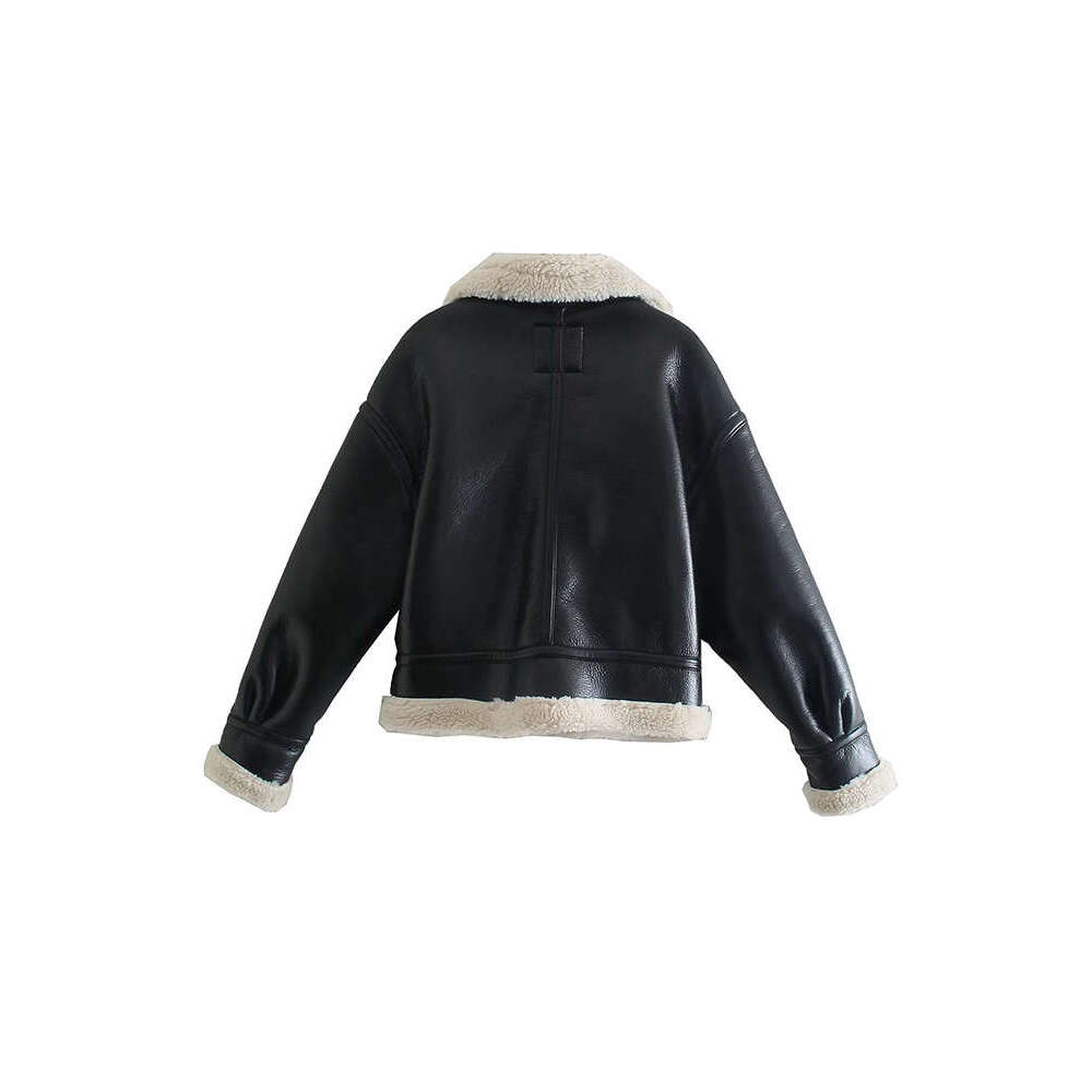 European And American Women's Winter New High-Quality Soft Fleece PU Imitation Jacket Coat Thick Warm Short Leather Jack