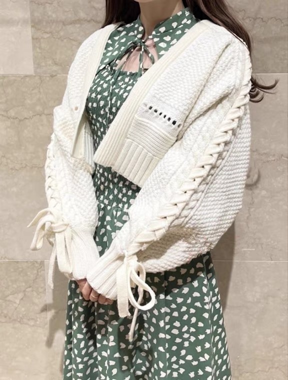 Small Shawl Women S Autumn And Winter New Product Knitted Cardigan Jacket Short Style Twisted Flower Solid Color V Neck Sweet Tie F1028#32
