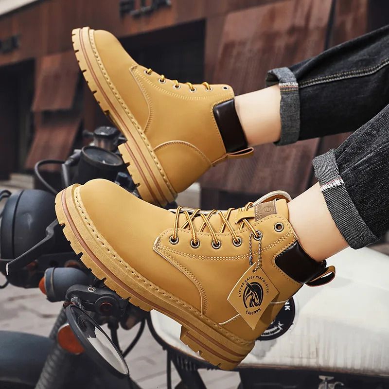 Boots for Men Green Platform Casual Laceup Ankle Work Plus Size 48 Botas Para Hombre 241028