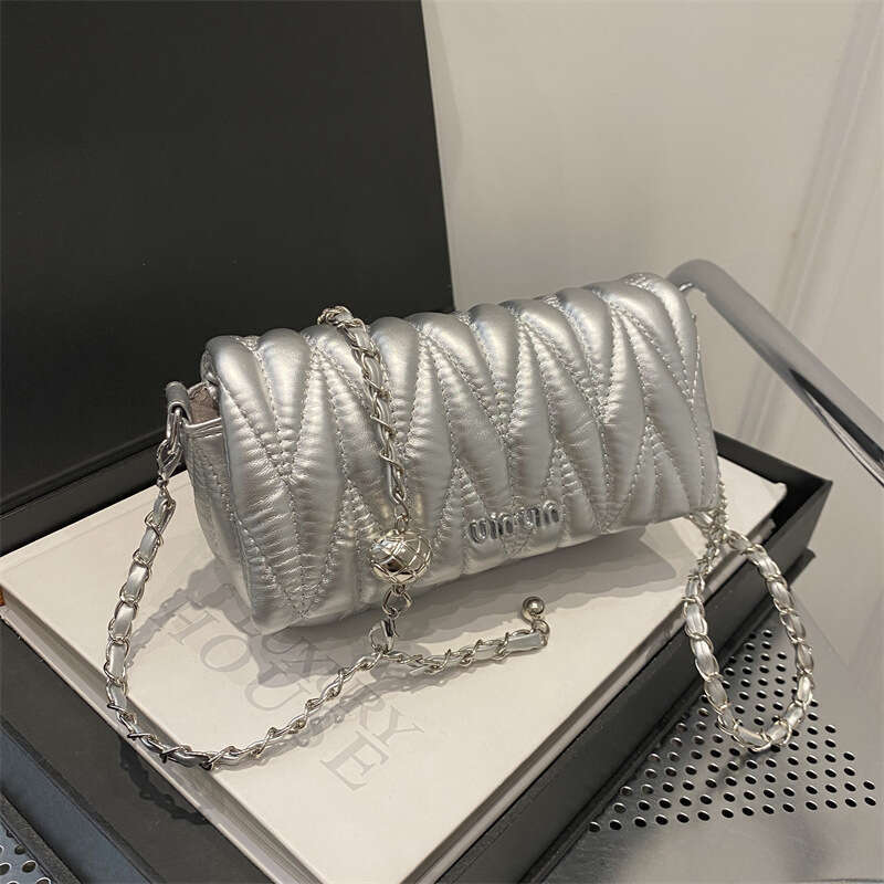 Embroidery thread 2024 new chain shoulder texture PU small square fashion letter crossbody women's bag