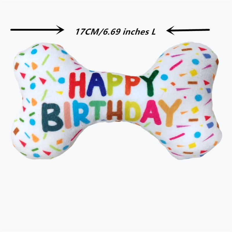 Others Dog Toys Chews Dog Birthday Cake Toy - Dog Girl Boy Gifts Squeaky Plush Dog Birthday Bone Toy and Hat H250217