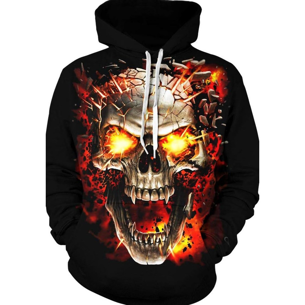 Hoodie for Mens Womens Hoodies Men Skull 3D Graphic Print Sweatshirts Pullover Tops with Pocket Graphic Hip hop casual cool