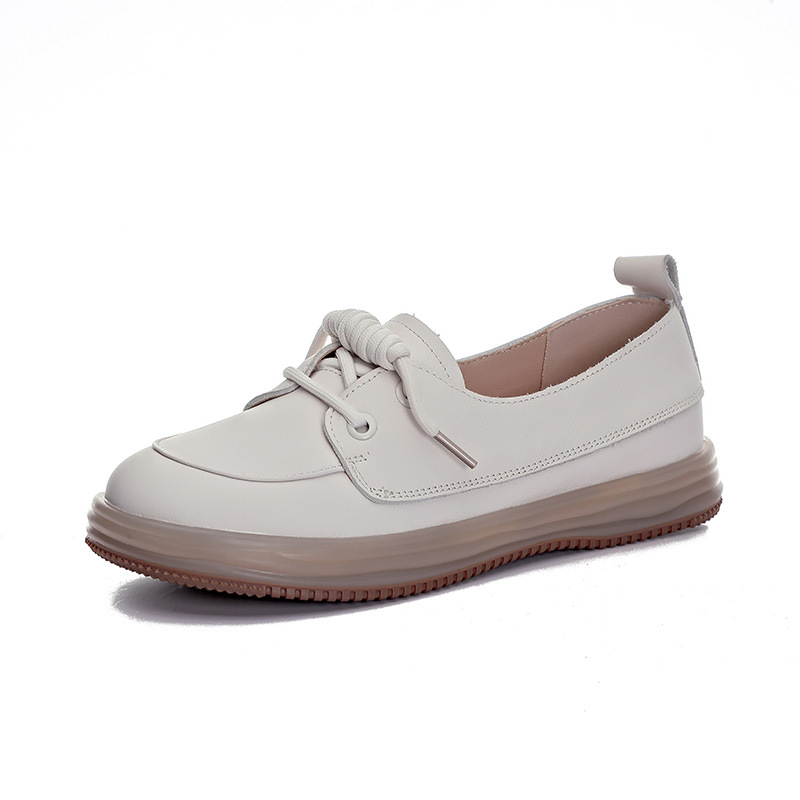 Head layer cowhide soft bottom soft surface shallow mouth single shoes maternity breathable hollow casual shoes 2024 jelly bottom small white shoes fe
