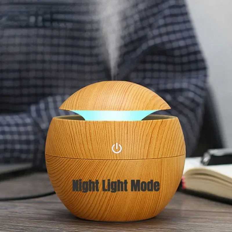 2024 New Wood Grain Vase Humidifier USB Car Close His Colorful Luminous Super Silent Humidifier Holiday Gift for Friends Y241104
