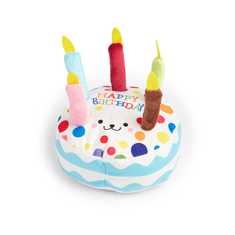 Multipet Plush 6.89-Inch Musical Birthday Cake Dog Toy Pets Birthday Payty Toys