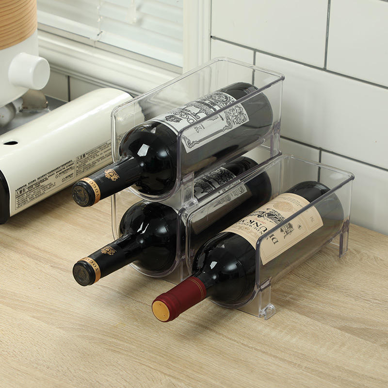 PET storage box portable simple transparent home kitchen refrigerator wine rack bottle rack desktop beer storage racks