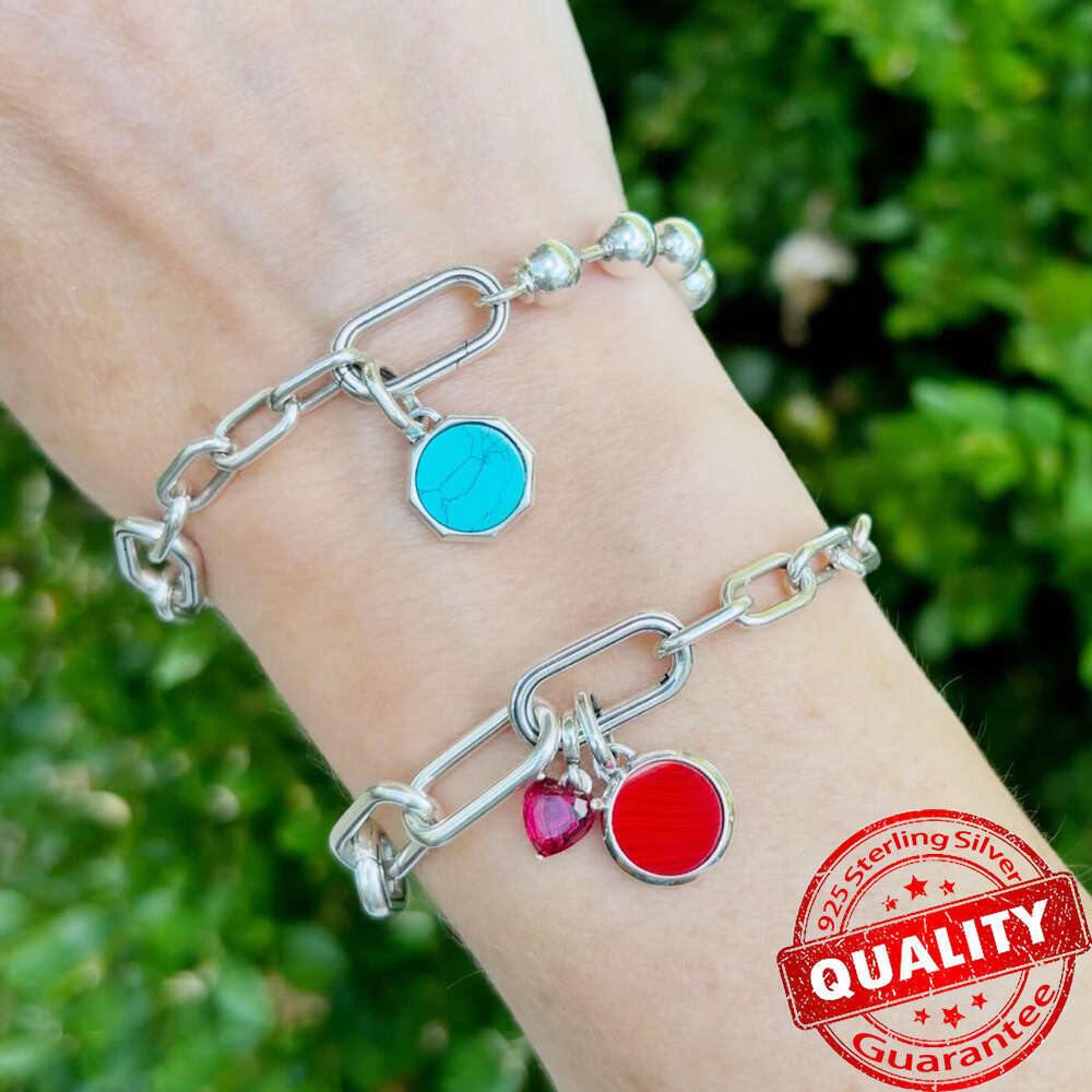 925 Colorful Sterling Silver Mini Medallion Charm Fit Original Me Bracelet Silver Open and Split Handcuffs Charm Jewelry Making
