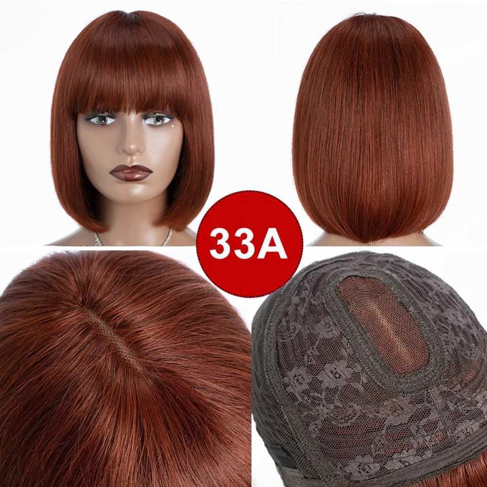 New Arrival Peruvian straight Bob lace wig without glue straight wig with fringe edge middle part Bob lace wig real scalp Z241028