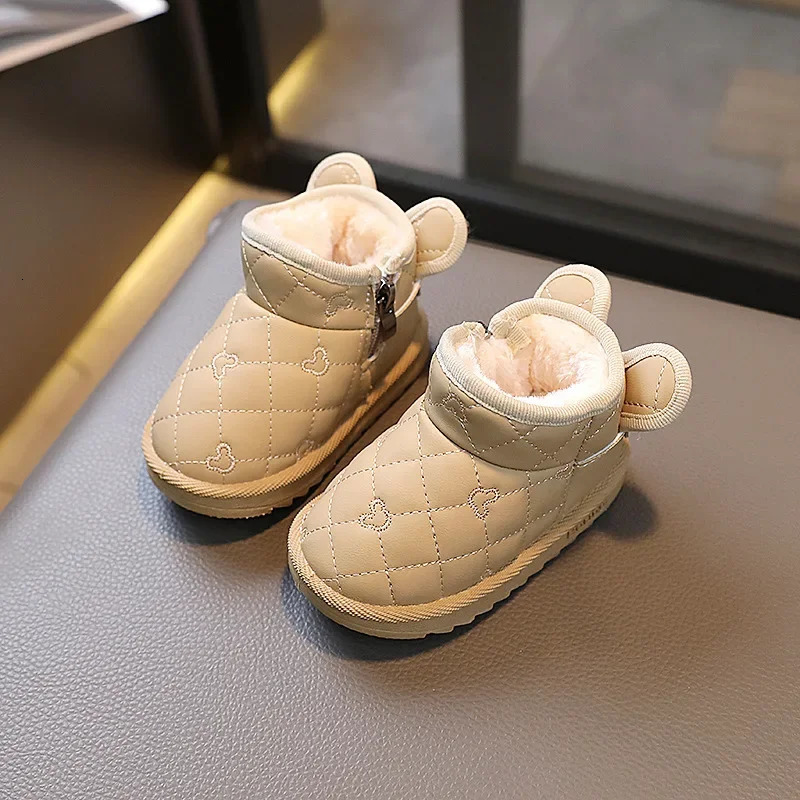 Baby Girls Boys Cartoon Snow Boots Children Thick Plush Winter Cotton Shoes Kids Outdoor Boots Windproof Waterproof Infant Shoes 241028