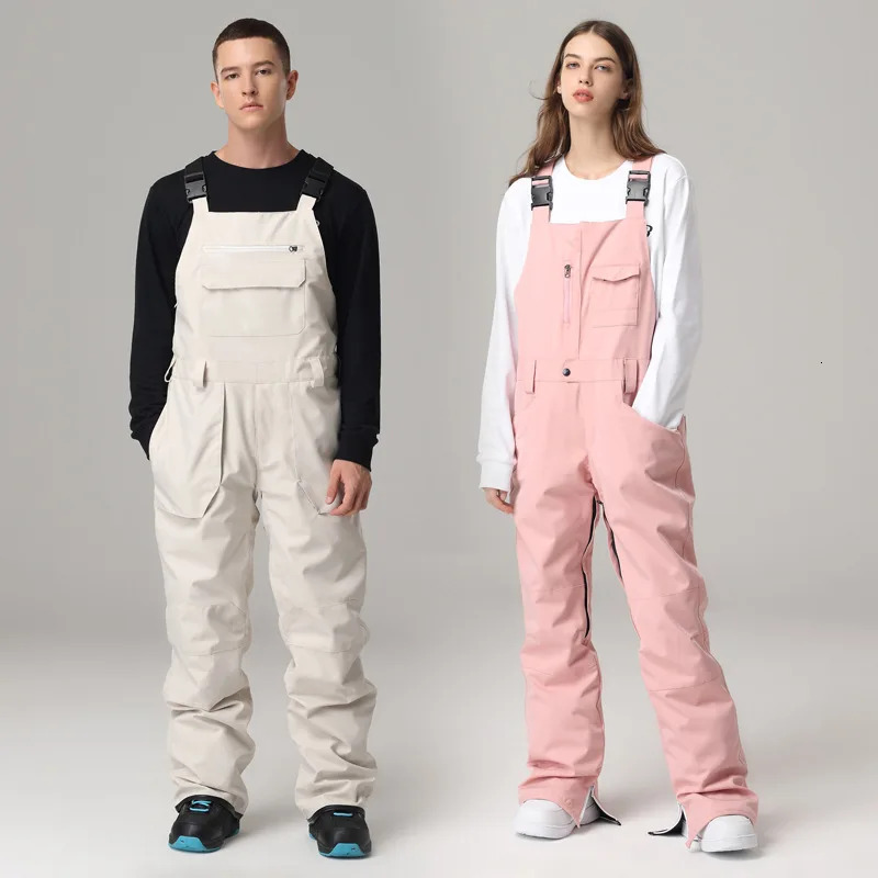 Snow Jumpsuit Men Women Ski Bib Overalls Winter Outdoor Sports Windproof Waterproof Skiing Snowboard Pants