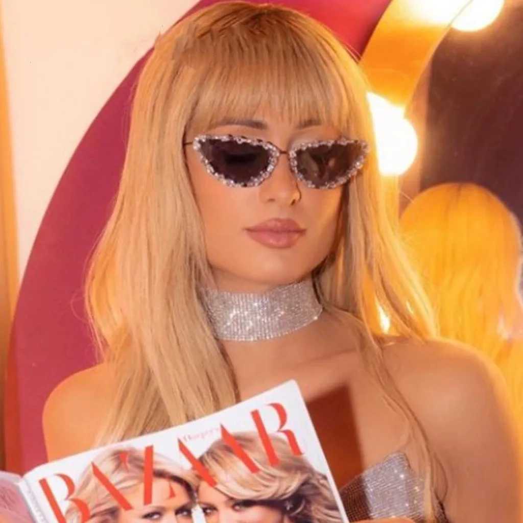 Fashion Vintage Diamond Cat Eye Sunglasses Women 2023 Luxury Brand Designer Crystal Sun Glasses Trend Sexy Ladies Metal ShadesX241028