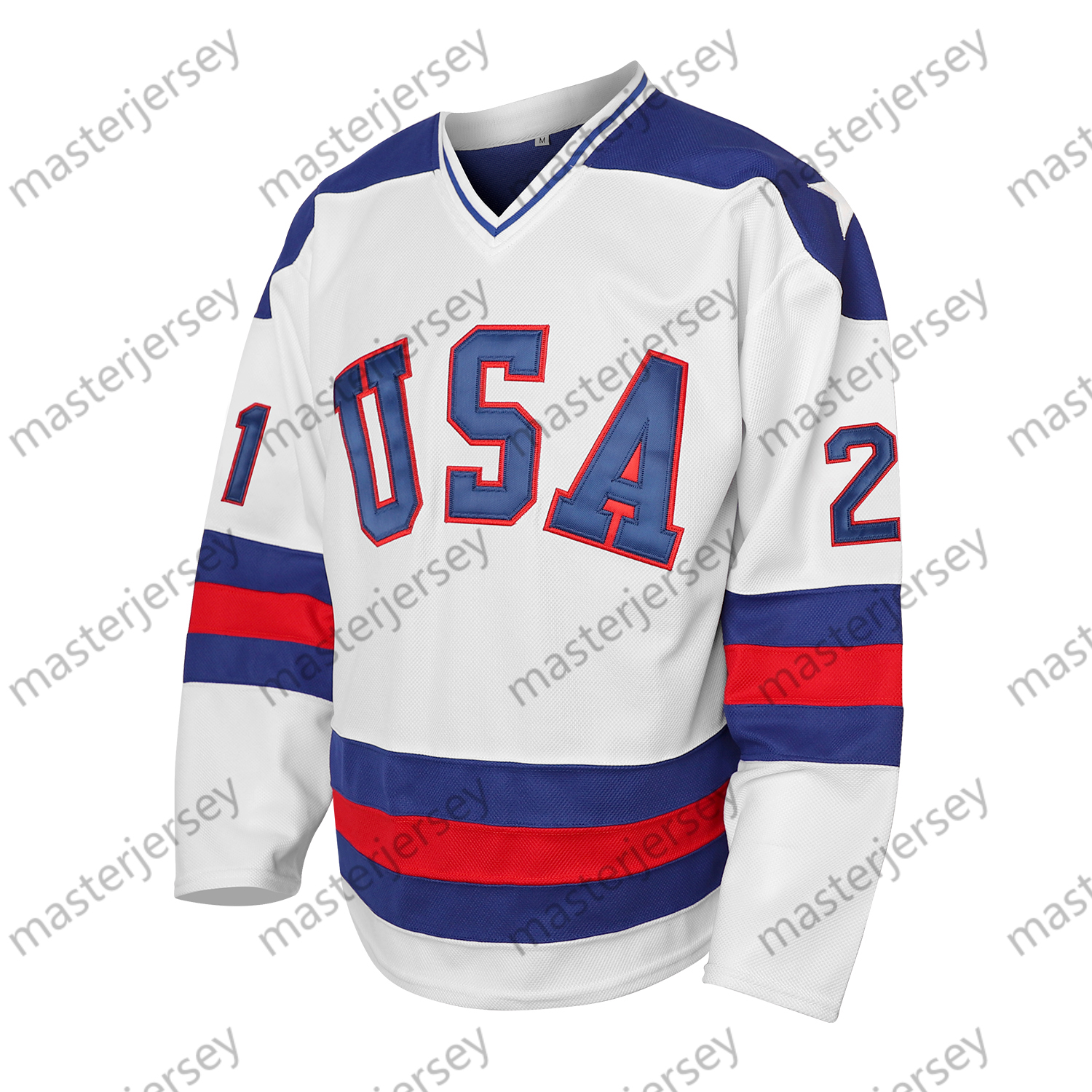 17 21 30 Men's Retro 1980 USA Ice Hockey Jerseys Stitched In Stock Fast Shipping Loose Fit V-Neck Hockey Jersey