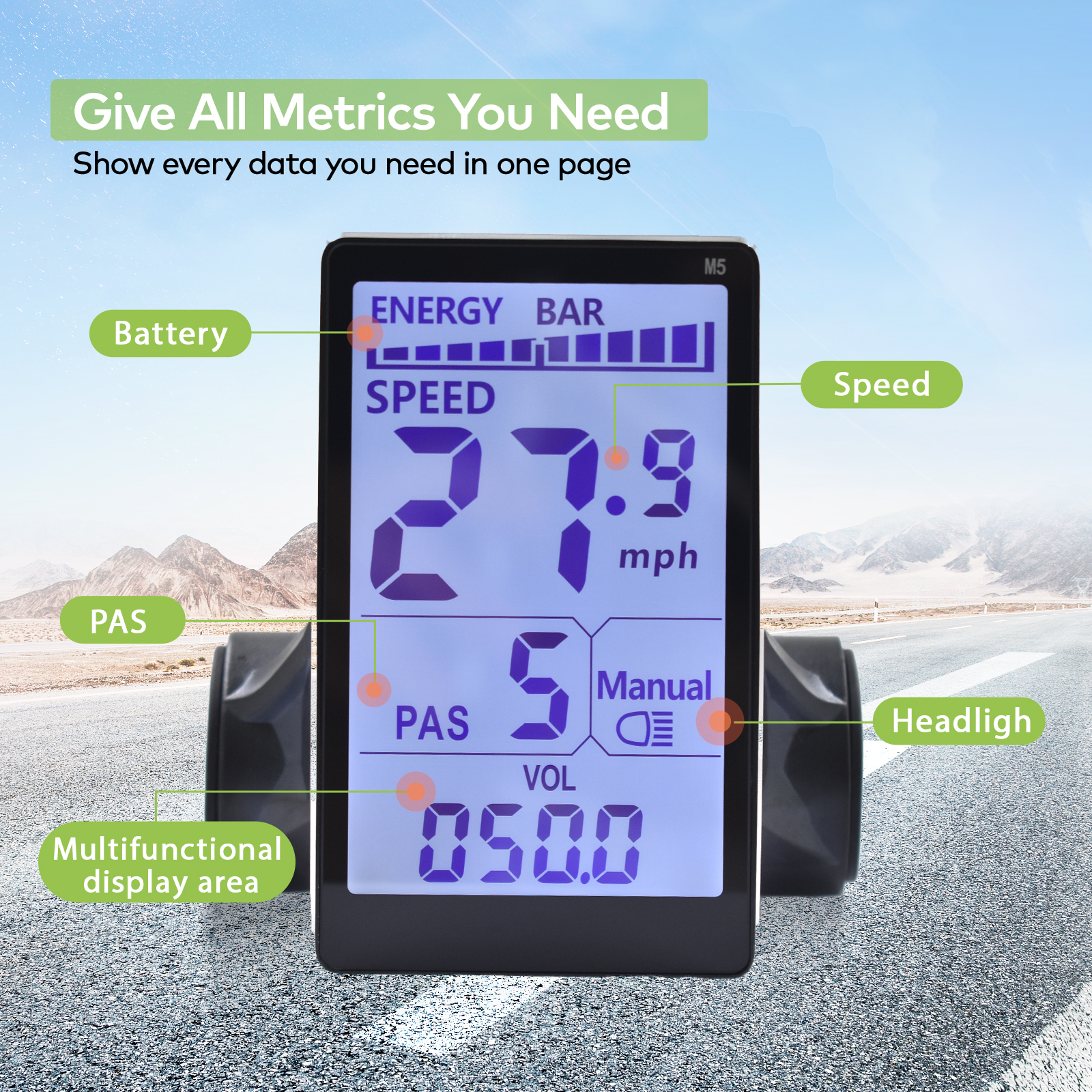 M5 24V 36V 48V Electric Bicycle Colorful Display E Scooter LCD Panel With USB UART For Mountain Electric Bike Parts