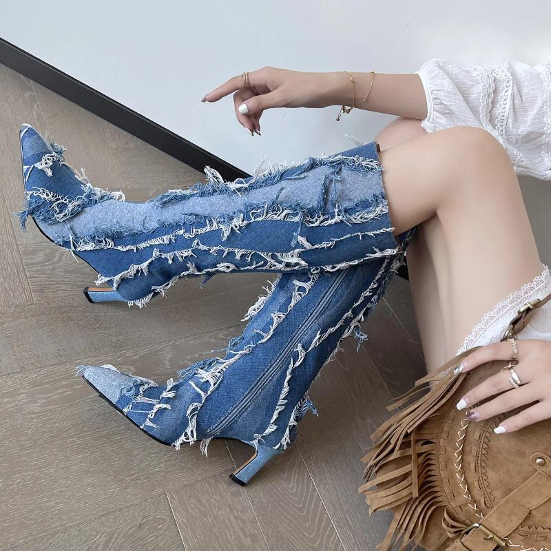 Boots Point Toe Low Heels Tassels Cowboy Designer Chaussure Femme Zipper Women Shoes Cozy atos Para Mujeres Modern Botines