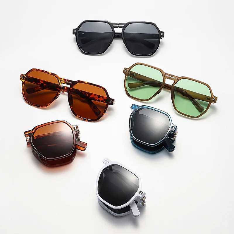 Luxury Brand Designer Square Fold Polarized Sunglasses Women For Men Male Trendy Sun Glasses Fashion Vintage Punk Ladies ShadesX241028