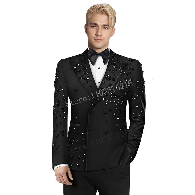 2-piece mens jewelry decoration notch lapel grooms wedding dress formal party dance dress 241028