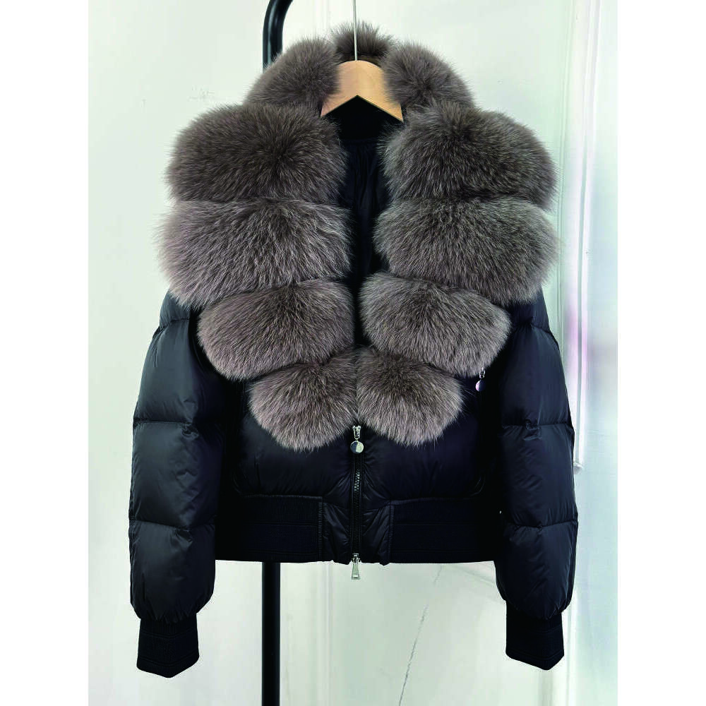 Janveny Large Real Fox Fur Coat 2024 Fashion Winter Puffer Jacket Women Thick 90% Duck Down Clothing Female Waterproof Parkas 934